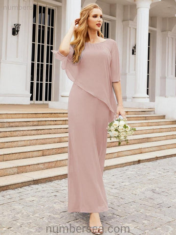 Sunnderly Formal Party Gown Dress Long Mother of The Bride Dresses with Ruffle Cape SY28026