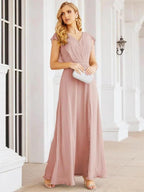 Sunnderly Bridesmaid Dresses Cape Formal Prom Dress Open Back Gowns for Mother of The Bride SY28058 by numbersea