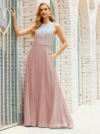 Lace Bridesmaid Dress Floor Length Evening Gowns with Pockets 28017 by numbersea
