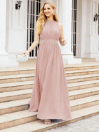 Numbersea Halter Bridesmaid Dress Empire Waist Formal Evening Prom Gown for Mother of The Bride 28030 by numbersea