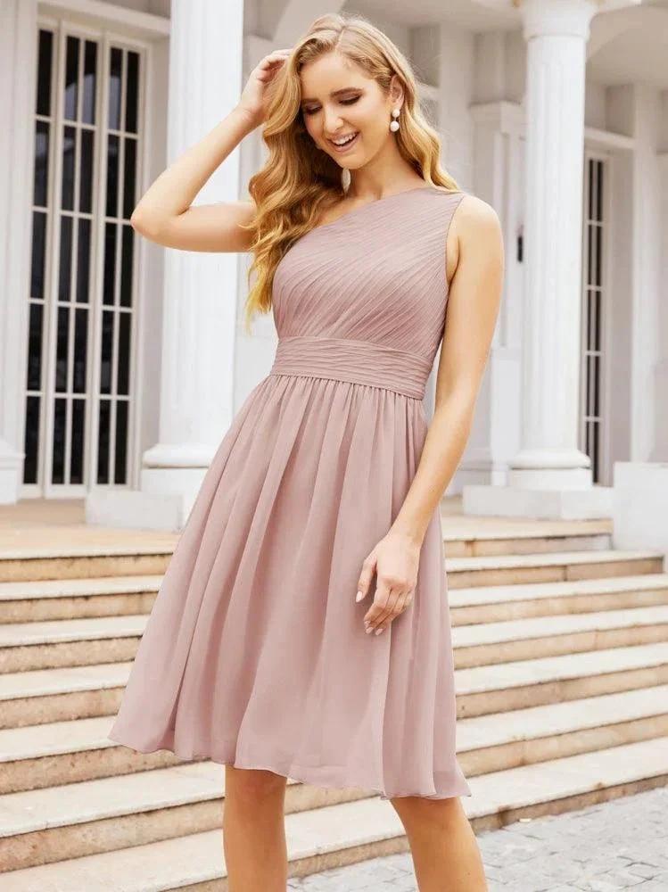 Numbersea Homecoming Dress One Shoulder Pleated Short Formal Prom Gowns 28046 by numbersea