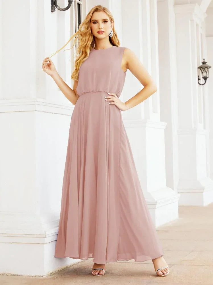 Numbersea Sleeveless Long Bridesmaid Dress A line Formal Evening Prom Gown 28025