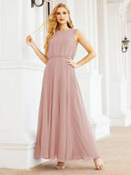 Numbersea Sleeveless Long Bridesmaid Dress A line Formal Evening Prom Gown 28025