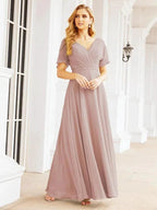 Numbersea Formal Prom Gowns for Mother of The Bride Short Sleeves Bridesmaid Dress 28049 by numbersea