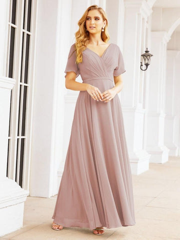 Numbersea Formal Prom Gowns for Mother of The Bride Short Sleeves Bridesmaid Dress 28049