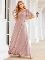 Numbersea Bridesmaid Dresses for Wedding Formal Evening Party Prom Gown with Cape 28050
