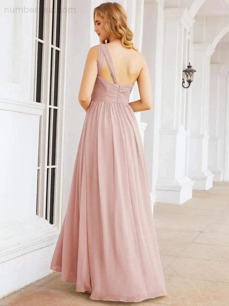 Numbersea One Shoulder Bridesmaid Dresses Long Maxi Formal Evening Party Prom Gowns 28061 by numbersea