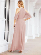 Abiti da damigella d'onore Numbersea con spalle scoperte, linea a trapezio, lunghi abiti da sera formali 28074