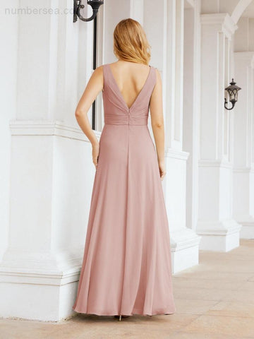 Numbersea Bridesmaid Dresses for Wedding Ruffles Long Formal Prom Gowns 28039
