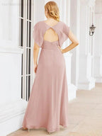 Sunnderly Bridesmaid Dresses Cape Formal Prom Dress Open Back Gowns for Mother of The Bride SY28058 by numbersea