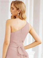 Numbersea One Shoulder Bridesmaid Dresses Long Formal Prom Gowns 28048