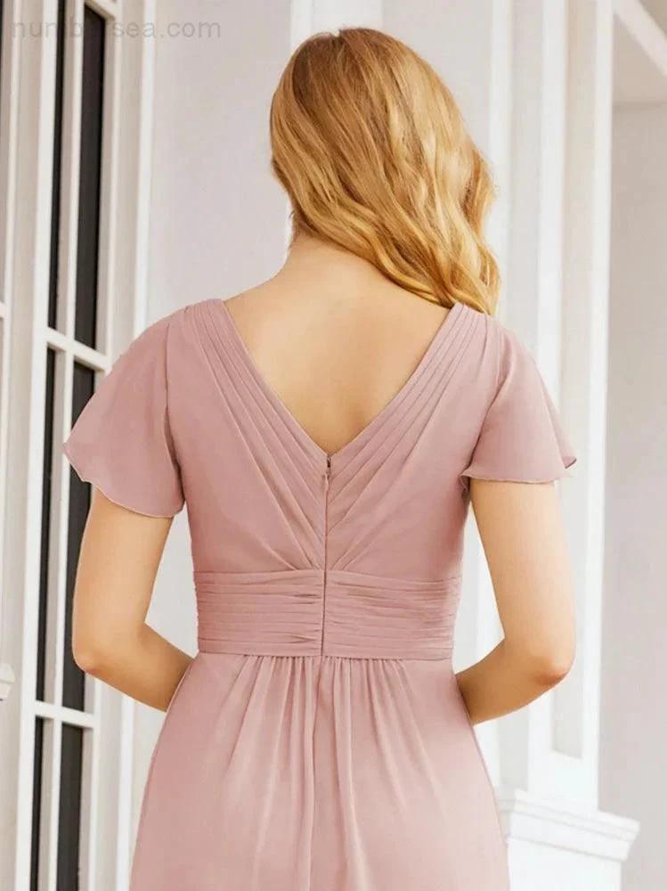 Numbersea Formal Prom Gowns for Mother of The Bride Cap Sleeves Bridesmaid Dress 28047 by numbersea