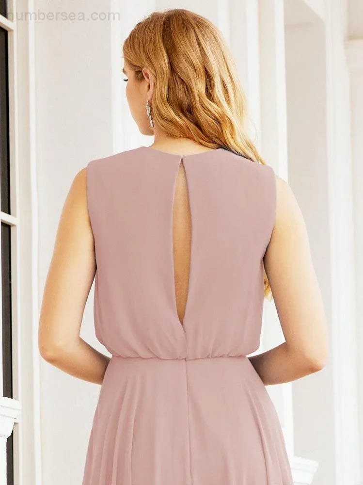 Numbersea Sleeveless Long Bridesmaid Dress A line Formal Evening Prom Gown 28025