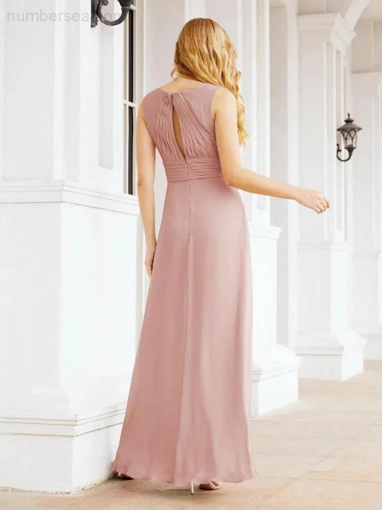 Formal Prom Gown Elegant V-Neck Sleeveless Bridesmaid Dresses for Wedding Party 28037 by numbersea