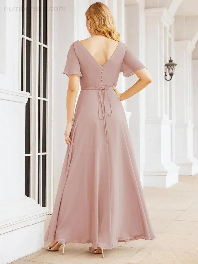Numbersea Formal Prom Gowns for Mother of The Bride Short Sleeves Bridesmaid Dress 28049 by numbersea