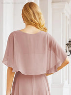 Numbersea Bridesmaid Dresses for Wedding Formal Evening Party Prom Gown with Cape 28050