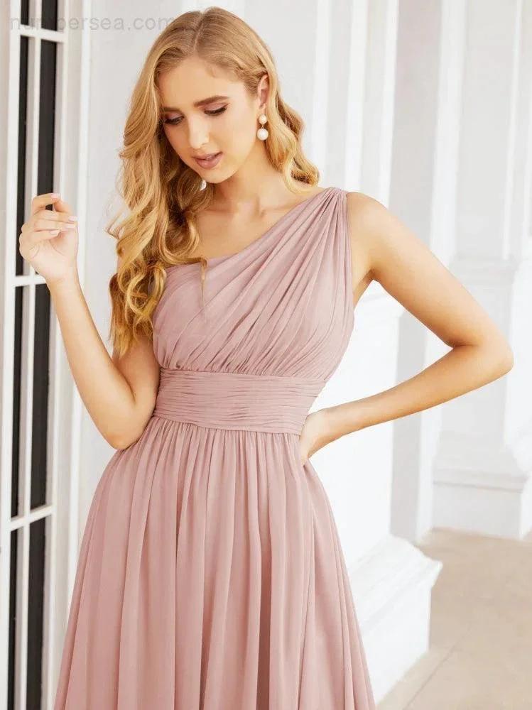 Numbersea One Shoulder Bridesmaid Dresses Long Maxi Formal Evening Party Prom Gowns 28061 by numbersea