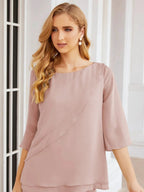 Sunnderly Elegant 2 Piece Mother of The Bride Dress Plus Size Pant Suits Ruffle Layers Sliver Housecoat SY28064 by numbersea