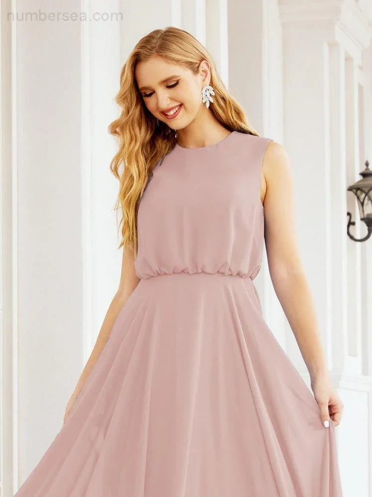 Numbersea Sleeveless Long Bridesmaid Dress A line Formal Evening Prom Gown 28025