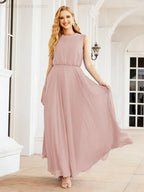 Numbersea Sleeveless Long Bridesmaid Dress A line Formal Evening Prom Gown 28025