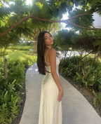 Spaghetti Straps White Satin Long Prom Dress Evening Dress Y7517 by simplepromdress