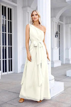 Ladies Chiffon One Shoulder Bridesmaid Evening Dress Wedding Party Evening Dress 28133 by numbersea