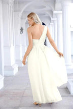 Ladies Chiffon One Shoulder Bridesmaid Evening Dress Wedding Party Evening Dress 28133 by numbersea