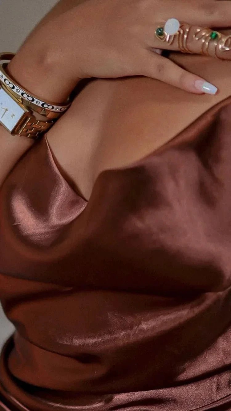 Brown Spaghetti Straps Silk Dress Sexy Homecoming Dress Y352 by simplepromdress