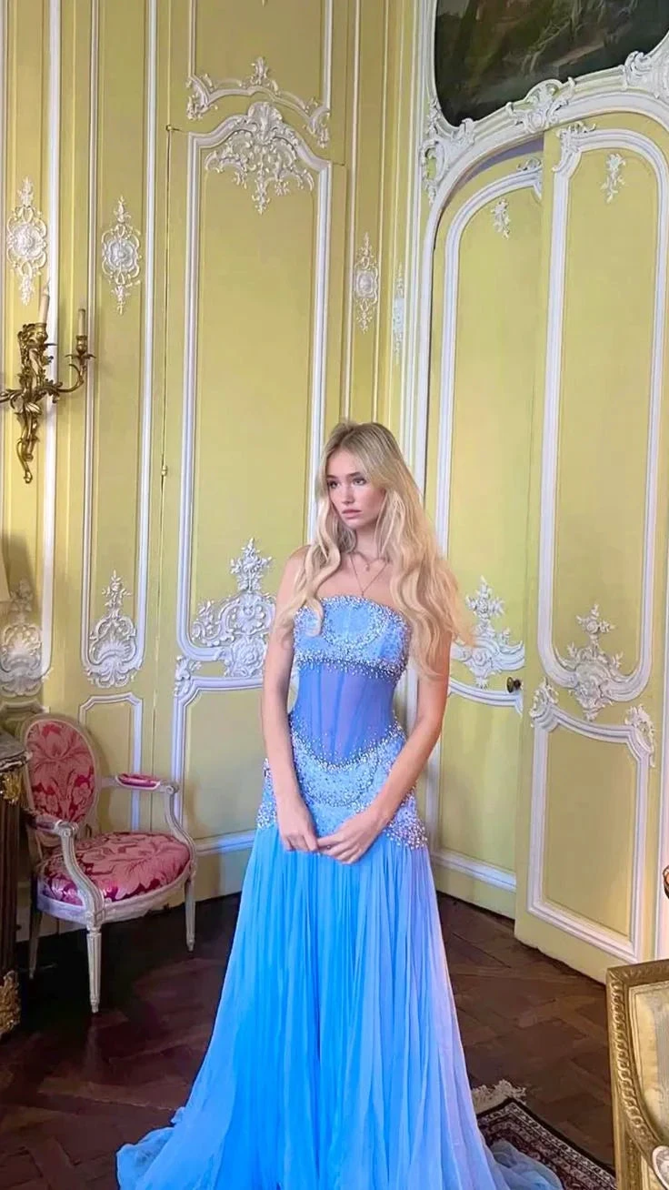 Beautiful A Line Off The Shoulder Light Blue Long Party Evening Gown Chiffon Prom Dress Y8045 by simplepromdress