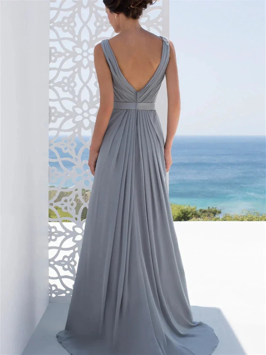A-Line/Princess V-Neck Floor-Length Mother of the Bride Dresses by Dreamylily