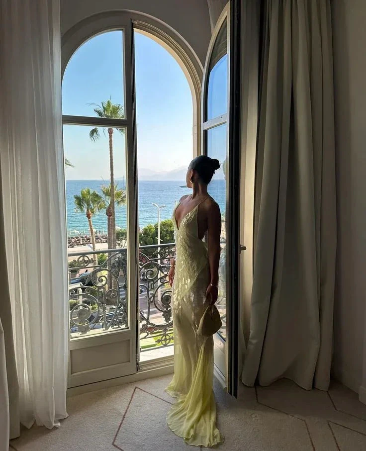 Fashion V Neck Mermaid Evening Dress Yellow Chiffon Sequins Prom Dress Y7892 by simplepromdress