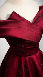 Burgundy satin long A line prom dress evening dress Y767 by simplepromdress