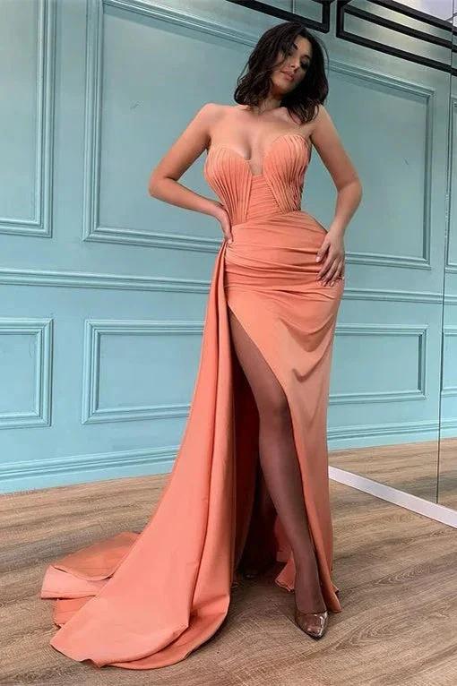 Strapeless Sweetheart Romantic Mermaid Prom Dress with Ruffles and Split by BIZTUNNEL