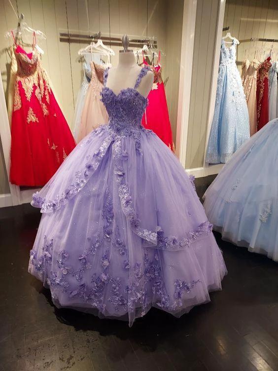 Elegant Tulle Appliques Ball Gown Sweet 16 Dress Y397 by simplepromdress