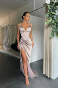 Spaghetti Straps Sleeveless V-Neck Split Prom Dress by BIZTUNNEL