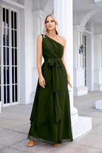 Ladies Chiffon One Shoulder Bridesmaid Evening Dress Wedding Party Evening Dress 28133 by numbersea