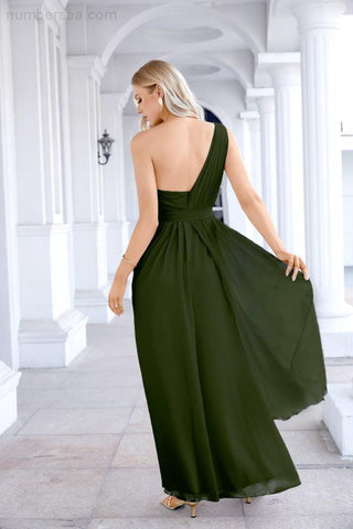 Ladies Chiffon One Shoulder Bridesmaid Evening Dress Wedding Party Evening Dress 28133