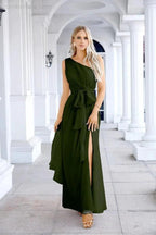 Ladies Chiffon One Shoulder Bridesmaid Evening Dress Wedding Party Evening Dress 28133 by numbersea