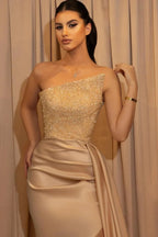 Split Front Sleeveless Sequins Prom Dress Mermaid With Ruffles by BIZTUNNEL