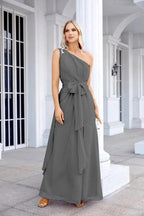 Ladies Chiffon One Shoulder Bridesmaid Evening Dress Wedding Party Evening Dress 28133 by numbersea