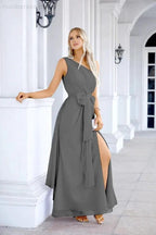 Ladies Chiffon One Shoulder Bridesmaid Evening Dress Wedding Party Evening Dress 28133 by numbersea