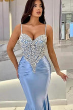 Attractive Long Mermaid Spaghetti Straps Lace Prom Dress with Train by misshow.com