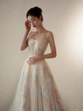 A-line Embroidered Flowers Tulle Prom Dress Stunning Evening Dress Y287 by simplepromdress