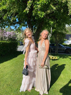 Different Styles Of Evening Dresses Halter Neckline Prom Dress Pink A-line Tulle Layered Prom Dress Y288 by simplepromdress