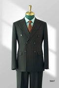 Double-Breasted Charcoal Pinstripe Wool Suit | Tailored Formal Groom & Business Suit by 男装
