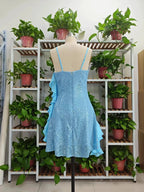 Beautiful Blue Straps Sequins Chiffon Ruffles Cocktail Dress Homecoming Dress Y8253 by simplepromdress