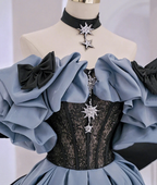 Off Shoulder Satin Lace Long Prom Dress, Blue Evening Dress Y2619 by simplepromdress