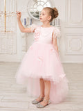 Princess Sleeveless Tulle Flower Girl Dress with Beading and Feather Bow (010… - photo 1