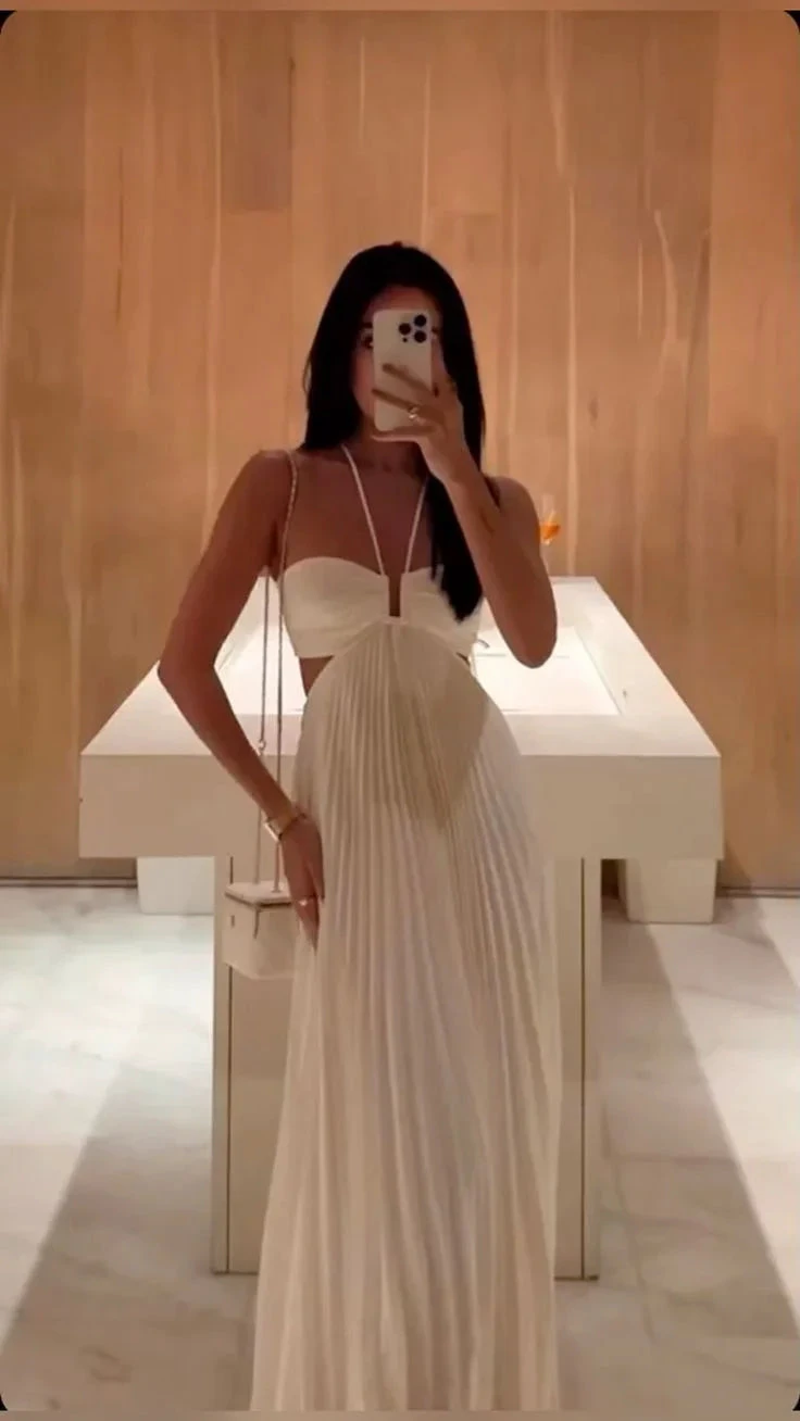 Sexy White Pleated Prom Dress Long Party Evening Dress Y7601 by simplepromdress
