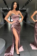 V-neck Stain Mermaid Long Prom Dress with Sequins and Slit by BIZTUNNEL